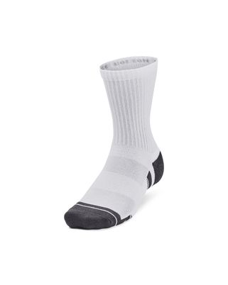 Calcetín unisex Under Armour performance algodón 3 pack mid blanco
