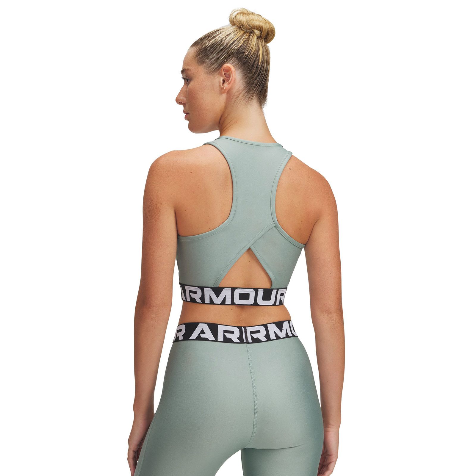Primera capa sin mangas Heatgear verde para mujer Under Armour