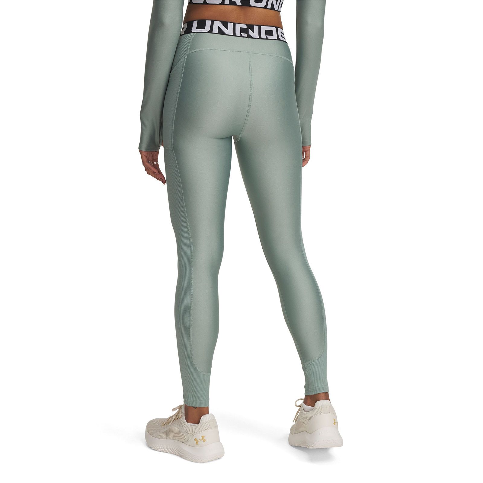 Calzas Heatgear Rib verde para mujer Under Armour