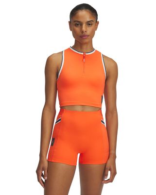 Polera sin mangas UA Run 96 naranjo para mujer