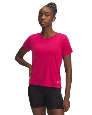 Polera manga corta Under Armour launch camo morado para mujer