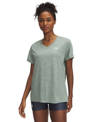 Polera manga corta Under Armour tech twist verde para mujer