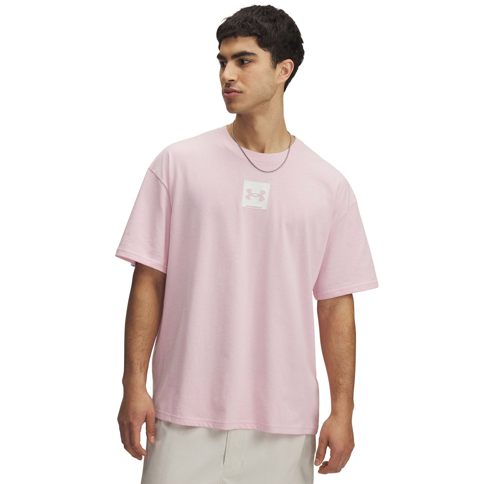 Polera manga corta Under Armour oversized rosado para hombre