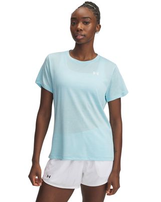 Polera manga corta Under Armour tech twist azul para mujer