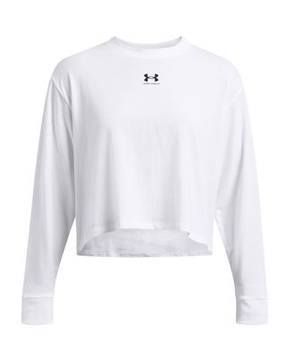 Polera manga larga Under Armour Rival boxy blanco para mujer