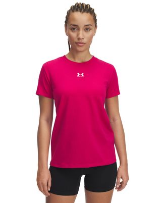 Polera manga corta Under Armour Rival core rosado para mujer