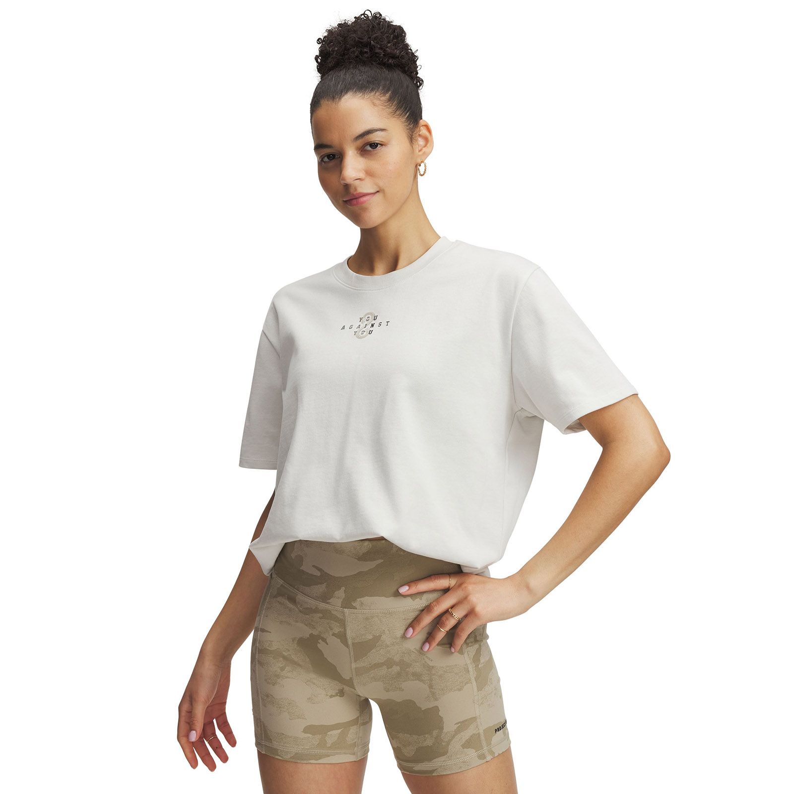 Polera manga corta Project Rock campus blanco para mujer Under Armour