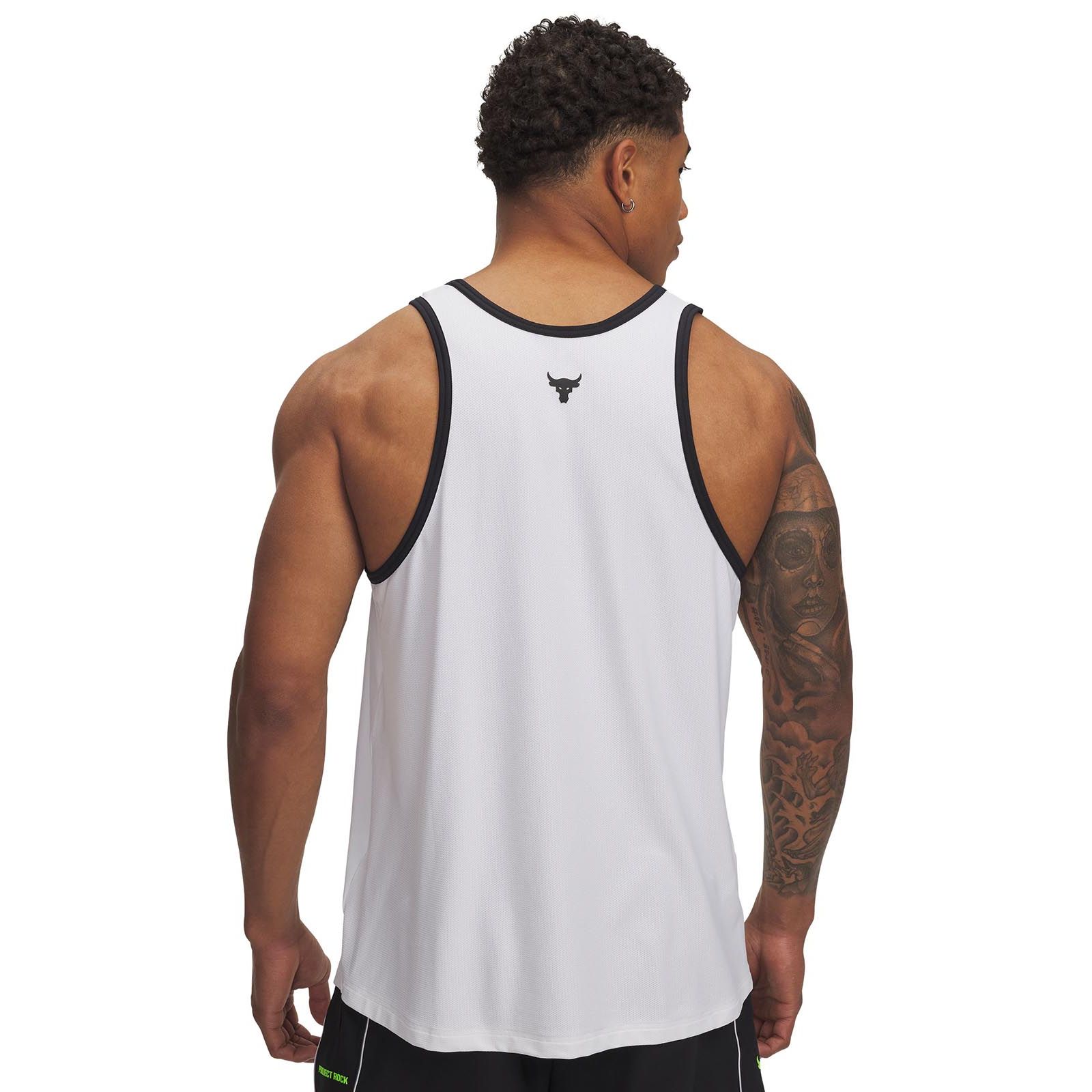 Polera sin mangas UA Project Rock blanco para hombre