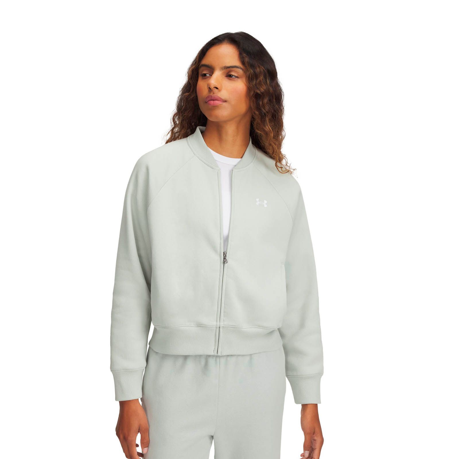 Chaqueta UA Rival Fleece Bomber verde para mujer