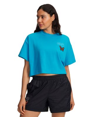 Polera manga corta Lifestyle para Mujer Icon heavyweight Boxy crop Azul Under Armour
