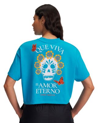 Polera manga corta Lifestyle para Mujer Icon heavyweight Boxy crop Azul Under Armour