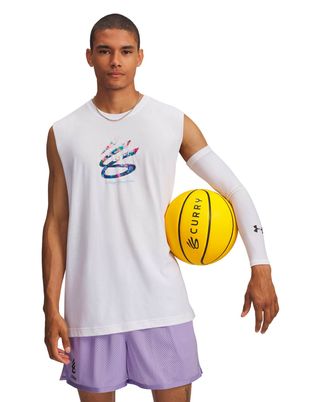 Polera sin manga Basketball para Hombre Curry tour Blanco Under Armour