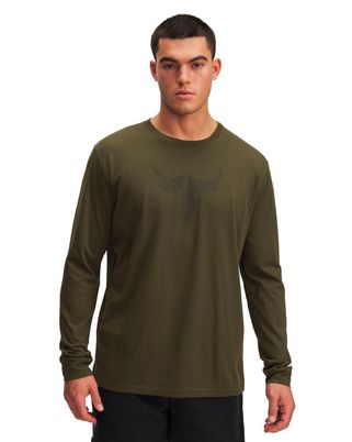 Polera manga larga de entrenamiento para hombre Project Rock Brahma Bull verde Under Armour