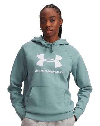 Polerón Lifestyle para mujer Rival Fleece Big Logo verde Under Armour