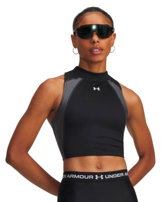Polera sin mangas de entrenamiento para mujer HeatGear Rib negro para mujer