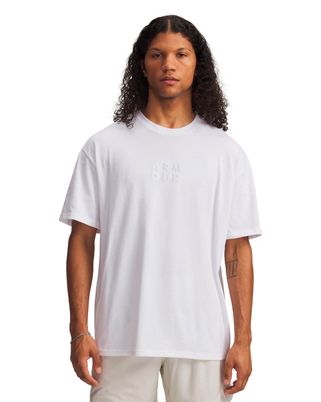 Polera manga corta Lifestyle para hombre Armour Wordmark Heavyweight blanco Under Armour
