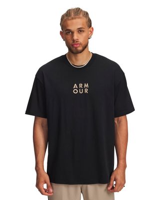 Polera manga corta Lifestyle para hombre Armour Wordmark Heavyweight negro Under Armour