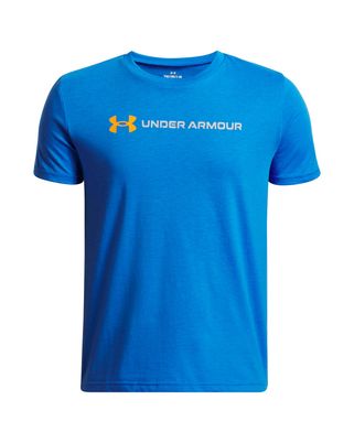 Polera manga corta Lifestyle para Niño big logo Wordmark Azul Under Armour