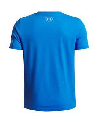Polera manga corta Lifestyle para Niño big logo Wordmark Azul Under Armour