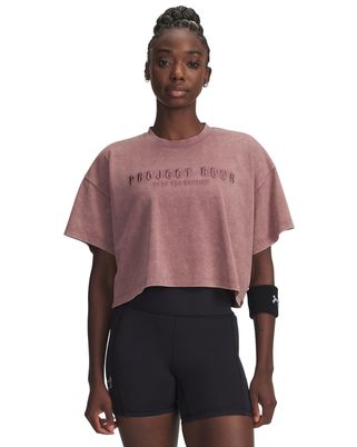 Polera manga corta de entrenamiento para mujer Project Rock roja Under Armour