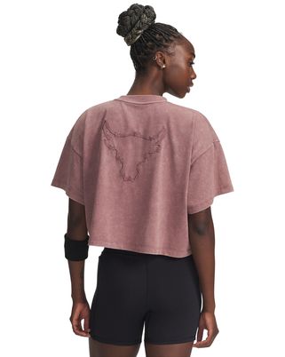Polera manga corta de entrenamiento para mujer Project Rock roja Under Armour