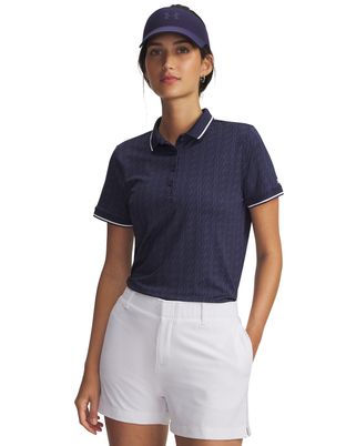 Polera manga corta Golf para mujer Drive Jacquard azul Under Armour
