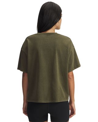 Polera manga corta Lifestyle para mujer UA Boxy Wash Heavyweight verde Under Armour
