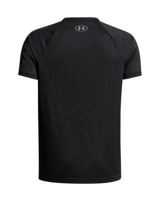 Polera manga corta de Entrenamiento para Niño Tech Hybrid print Negro Under Armour