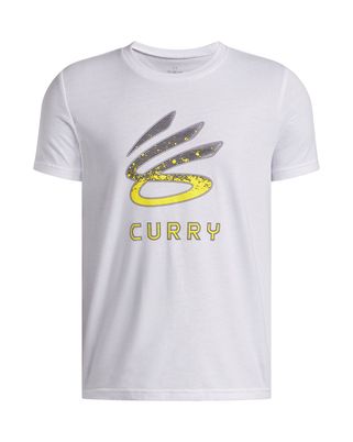 Polera manga corta Basketball para Niño Curry logo Blanco Under Armour
