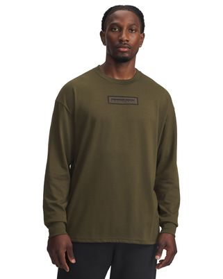 Polera manga larga de entrenamianto para hombre Project Rock verde Under Armour.