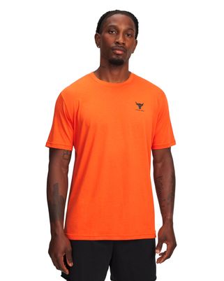 Polera manga corta de entrenamiento para hombre Porject Rock naranja Under Armour